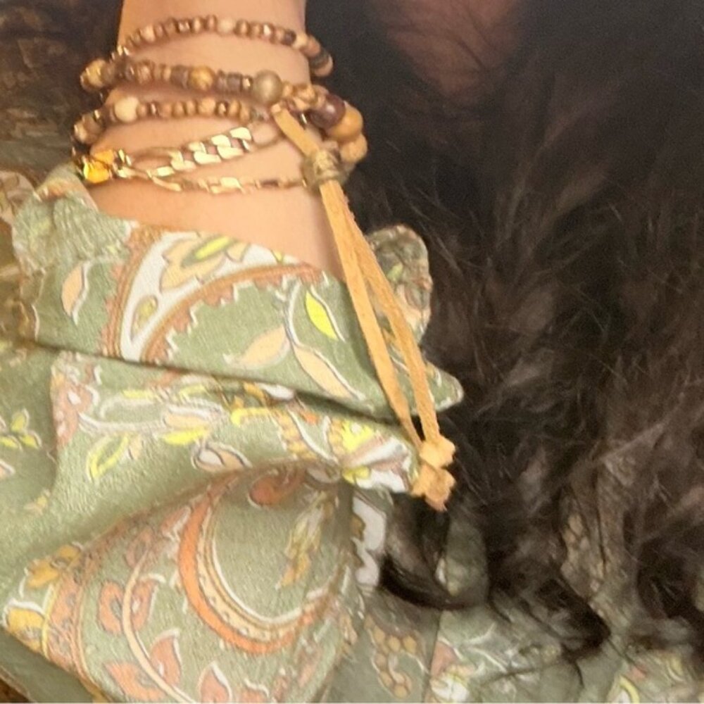 Tan Jasper western style cowgirl leather suede  rope wrap  bracelet adjustable
